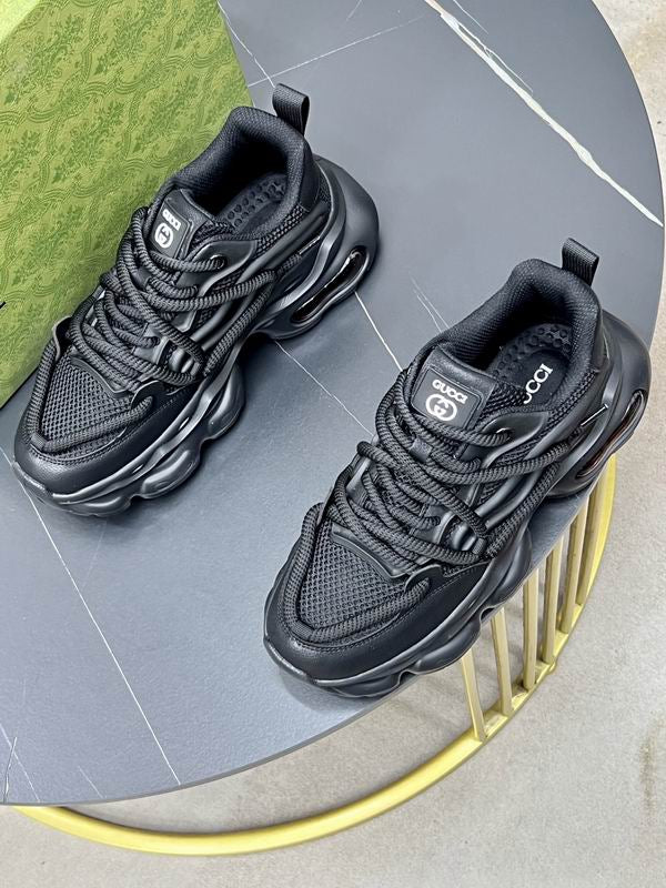 Luxury Black Bubble Sole Sneakers