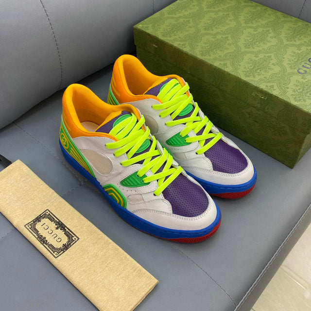 Luxury Colorblock Low Top Sneakers – Neon Streetwear Shoes