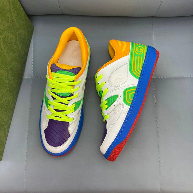 Luxury Colorblock Low Top Sneakers – Neon Streetwear Shoes