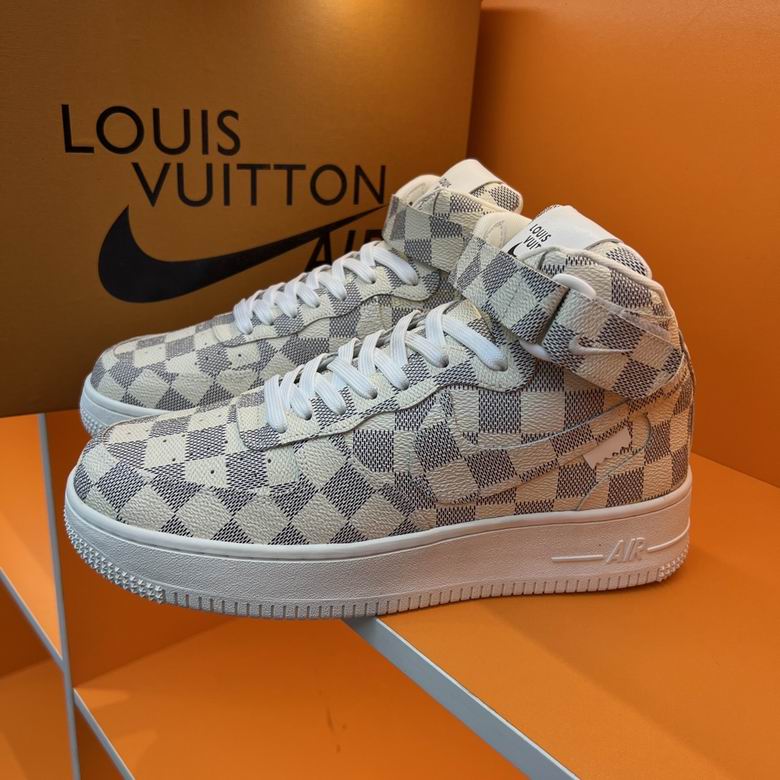 Premium Grey Checkered High-Top Sneakers