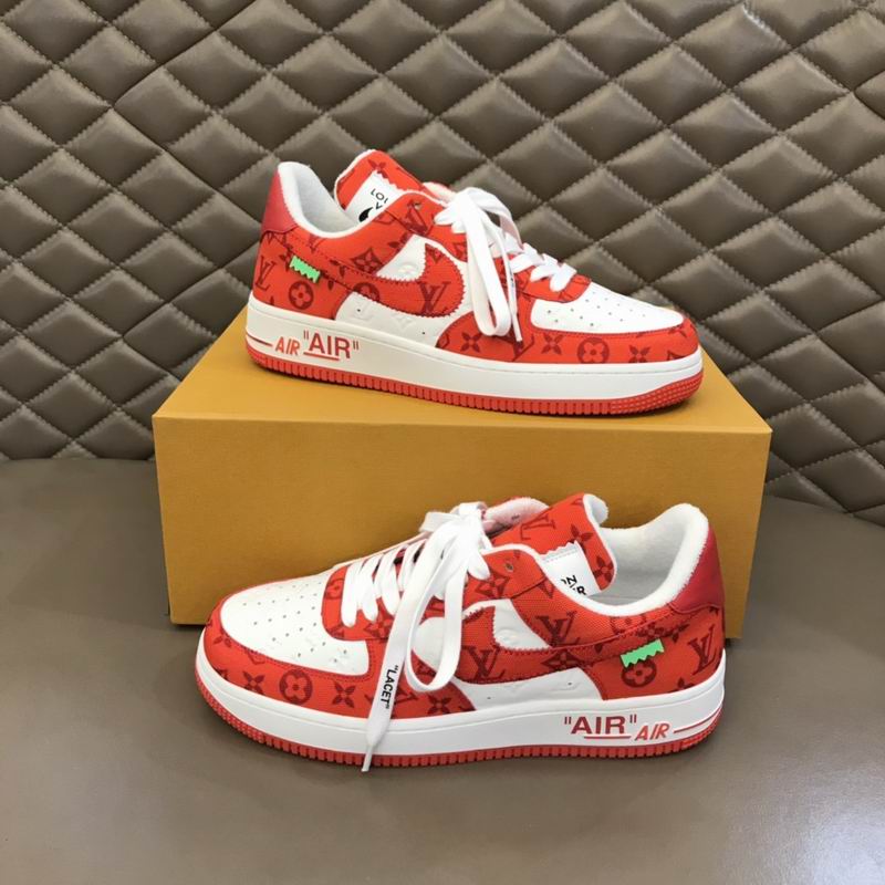 Louis Vuitton x Nike Air Force 1 Red White Sneakers