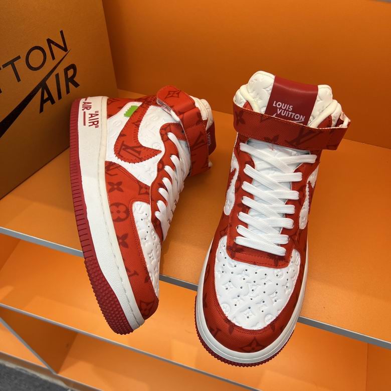Premium Red & White High-Top Sneakers