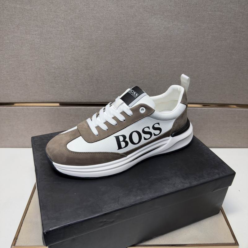Luxury Brown & White Boss Sneakers