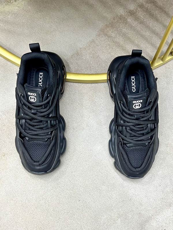 Luxury Black Bubble Sole Sneakers