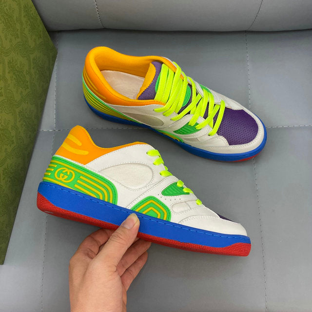 Luxury Colorblock Low Top Sneakers – Neon Streetwear Shoes