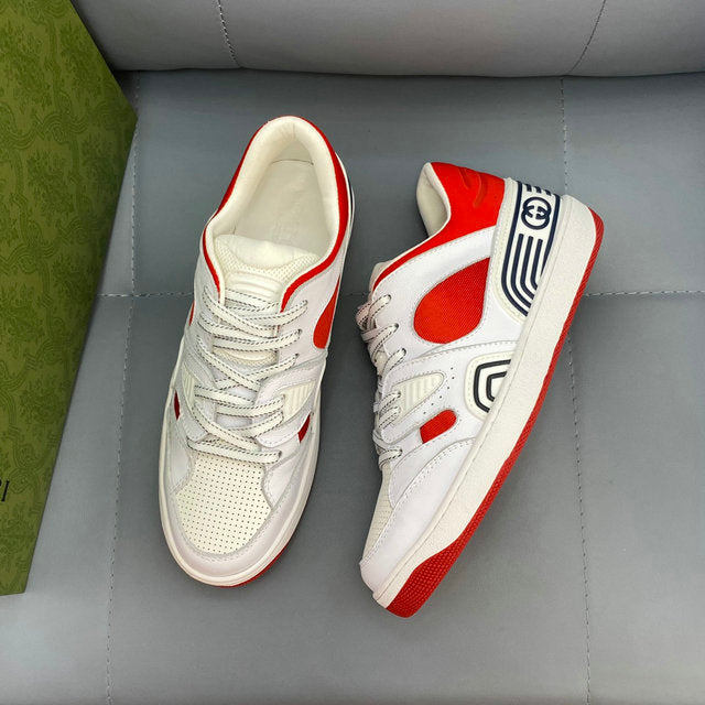 Luxury White & Red Low Top Sneakers – Casual Streetwear Shoes