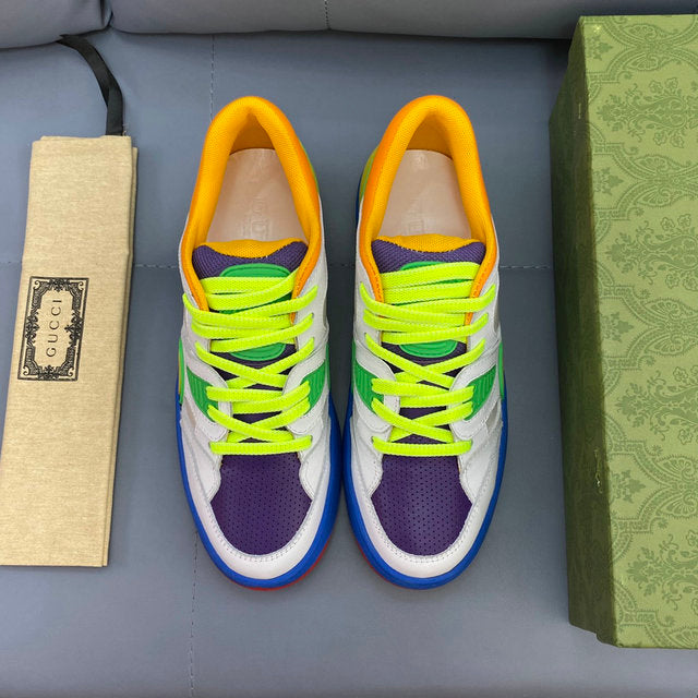 Luxury Colorblock Low Top Sneakers – Neon Streetwear Shoes