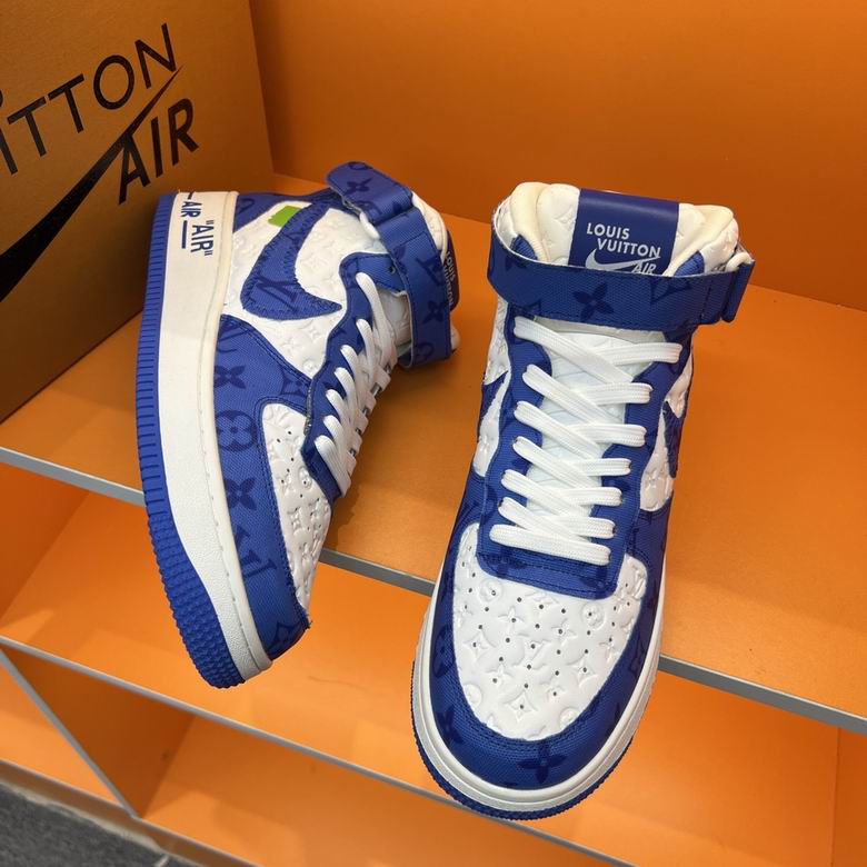 Premium Blue & White High-Top Sneakers