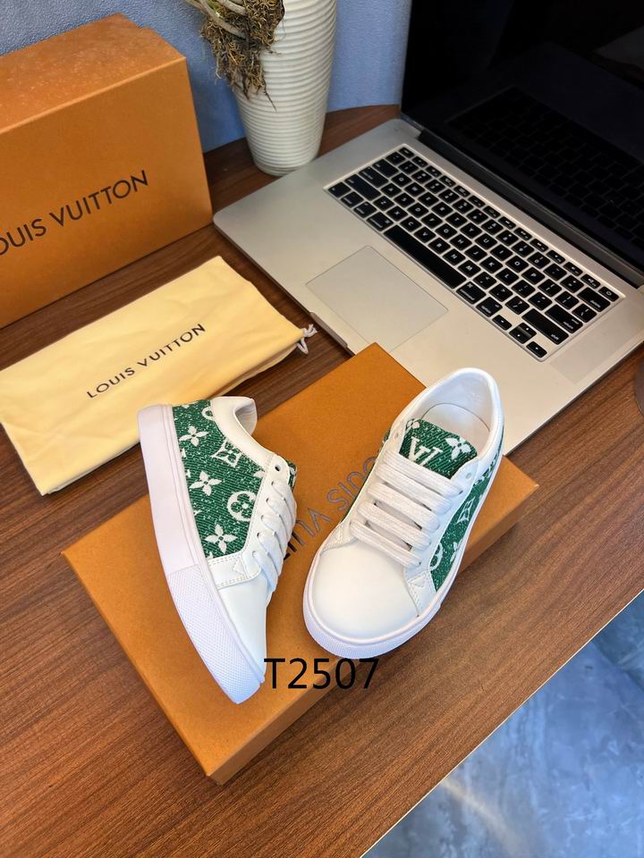 LV Style Green Designer Sneakers – White/Green