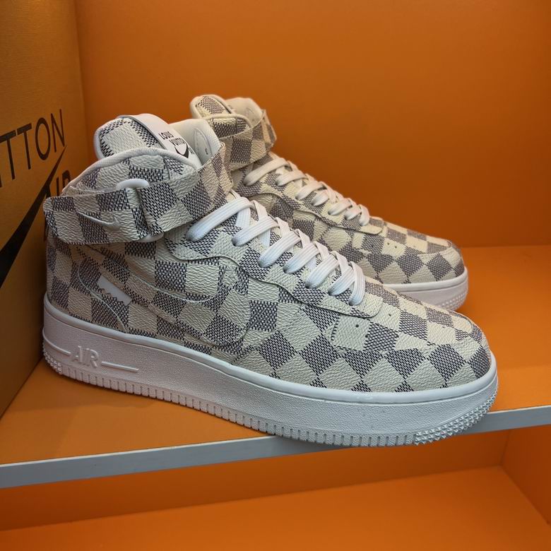Premium Grey Checkered High-Top Sneakers