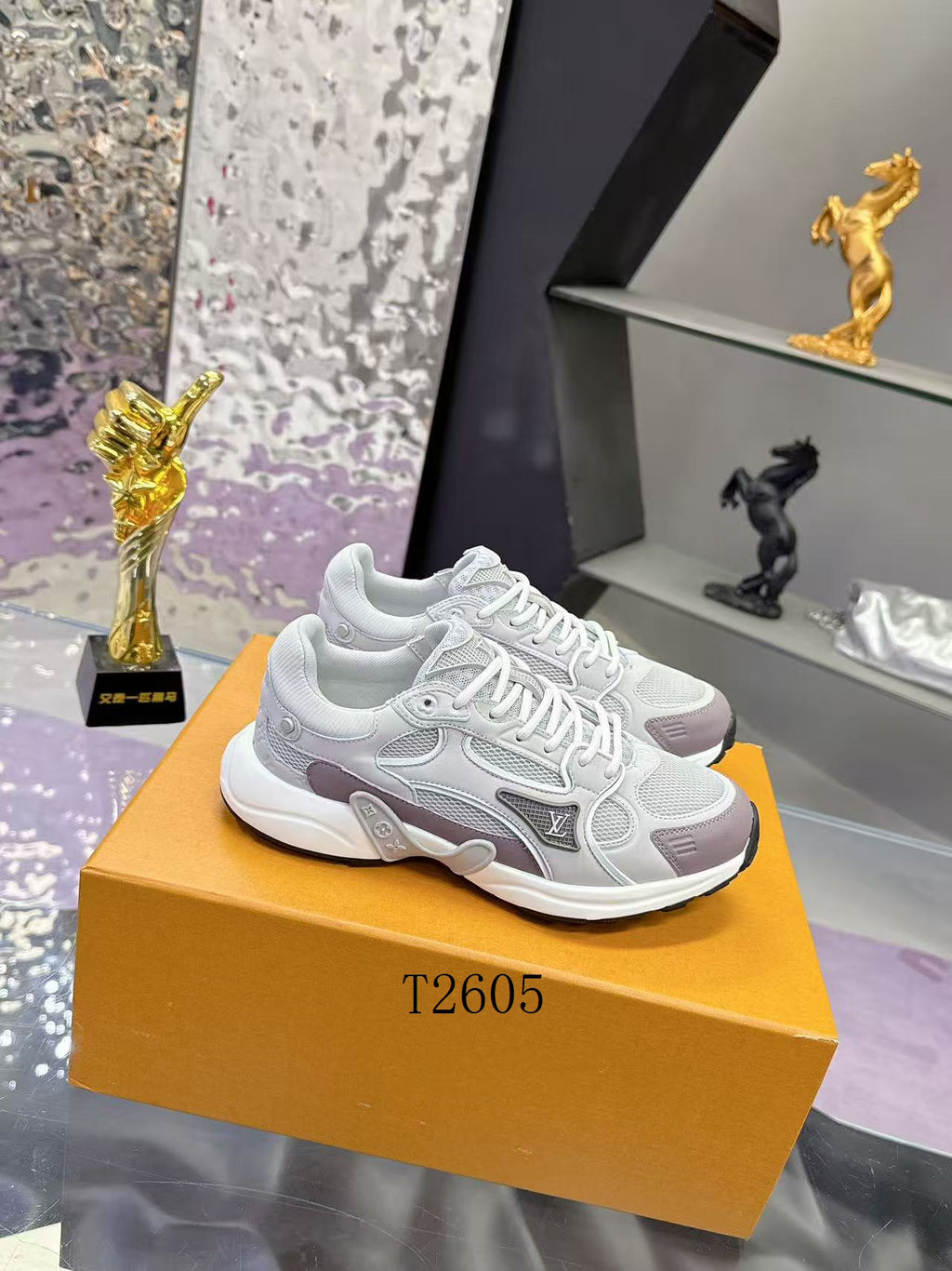 Luxury Silver White Chunky Sneakers
