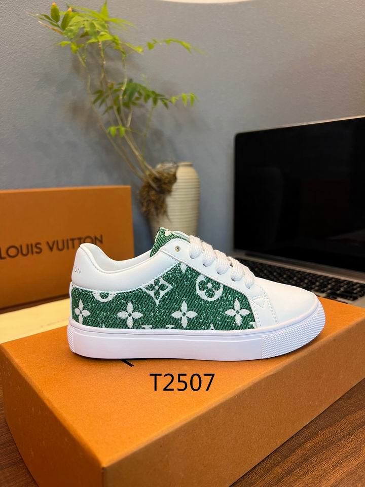 LV Style Green Designer Sneakers – White/Green