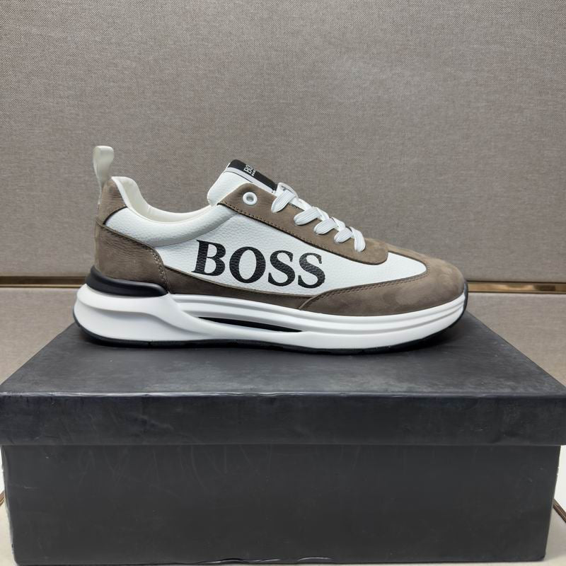Luxury Brown & White Boss Sneakers