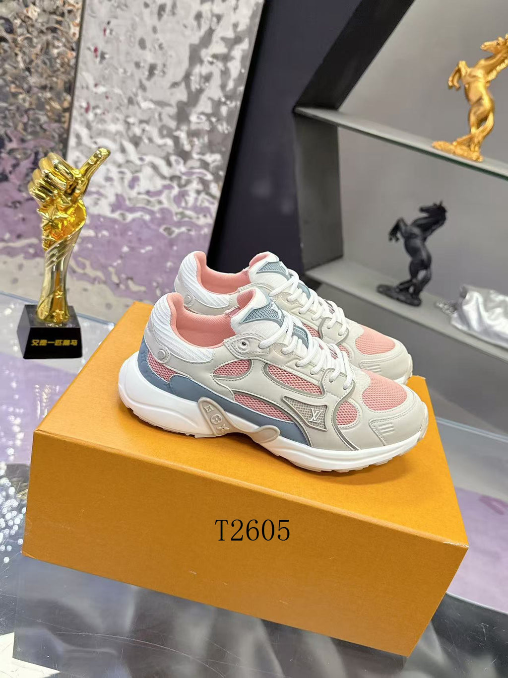 Luxury Pink White Chunky Sneakers