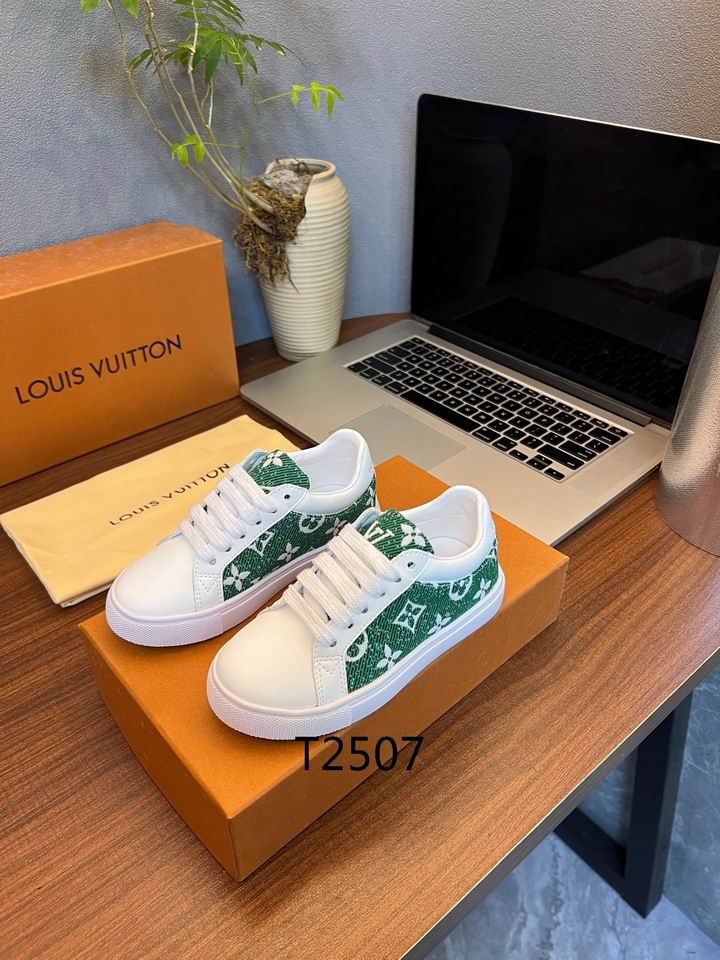 LV Style Green Designer Sneakers – White/Green