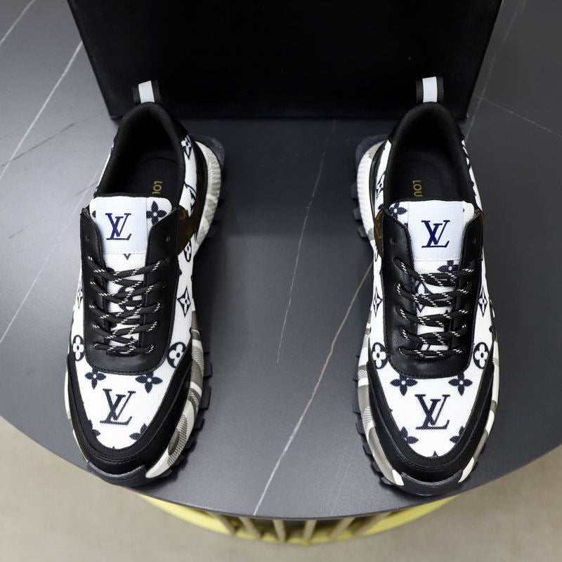 Luxury Monogram Chunky Sneakers – Black & White Fashion Shoes