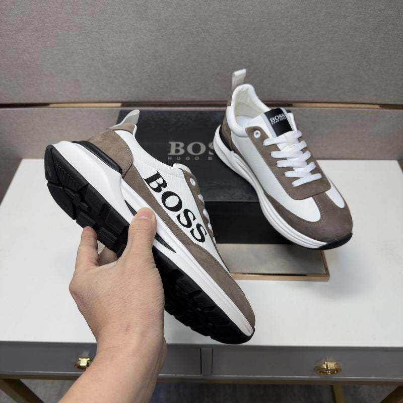 Luxury Brown & White Boss Sneakers