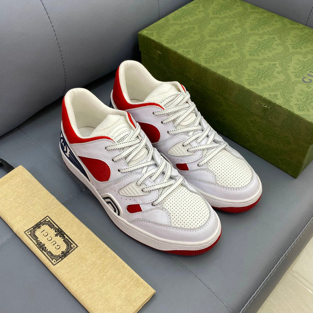 Luxury White & Red Low Top Sneakers – Casual Streetwear Shoes