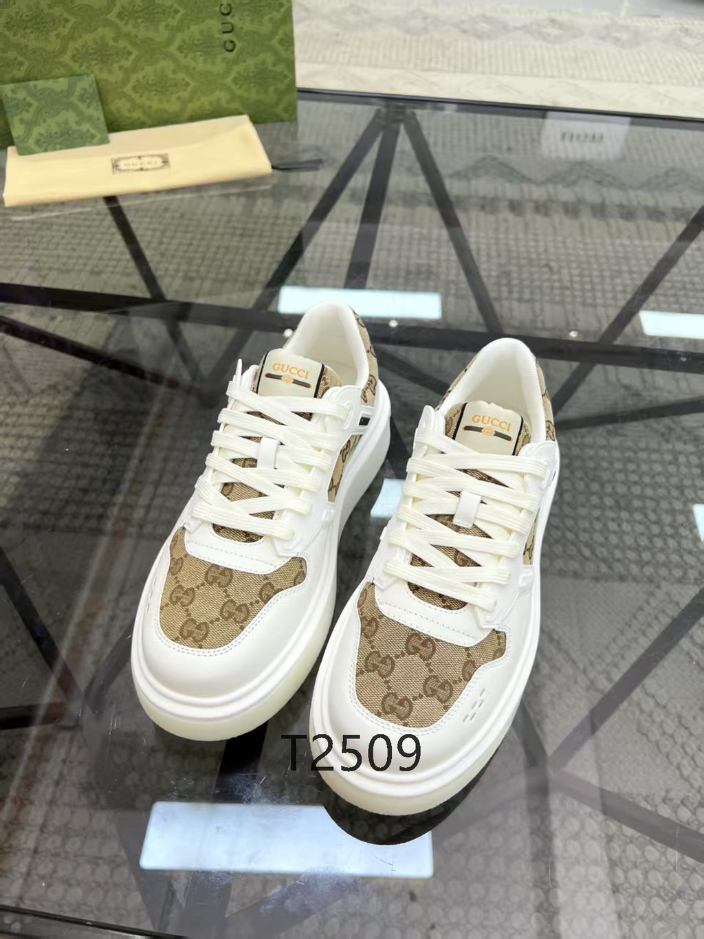 Luxury Fashion Platform Sneakers – White Brown