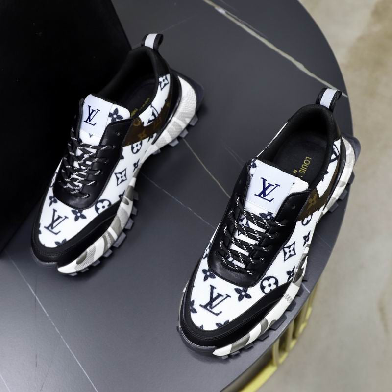 Luxury Monogram Chunky Sneakers – Black & White Fashion Shoes
