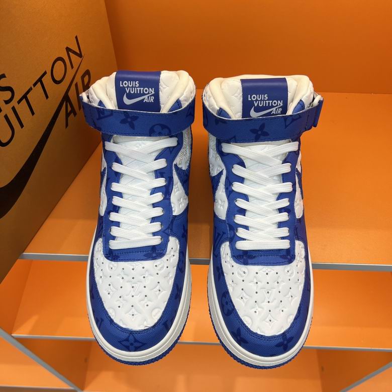 Premium Blue & White High-Top Sneakers