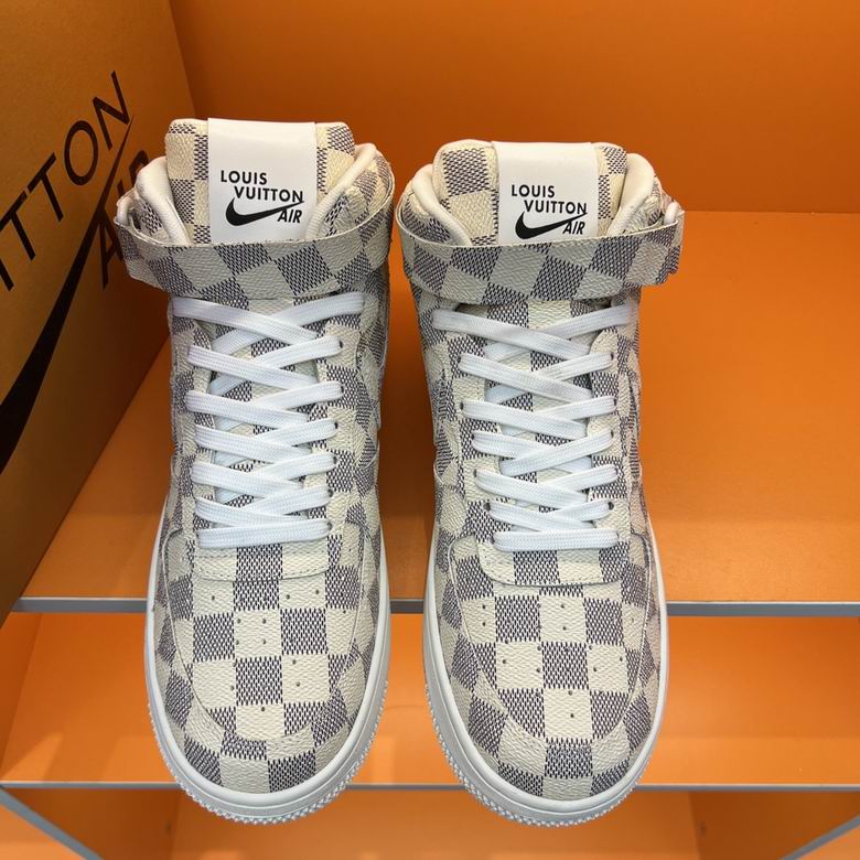 Premium Grey Checkered High-Top Sneakers