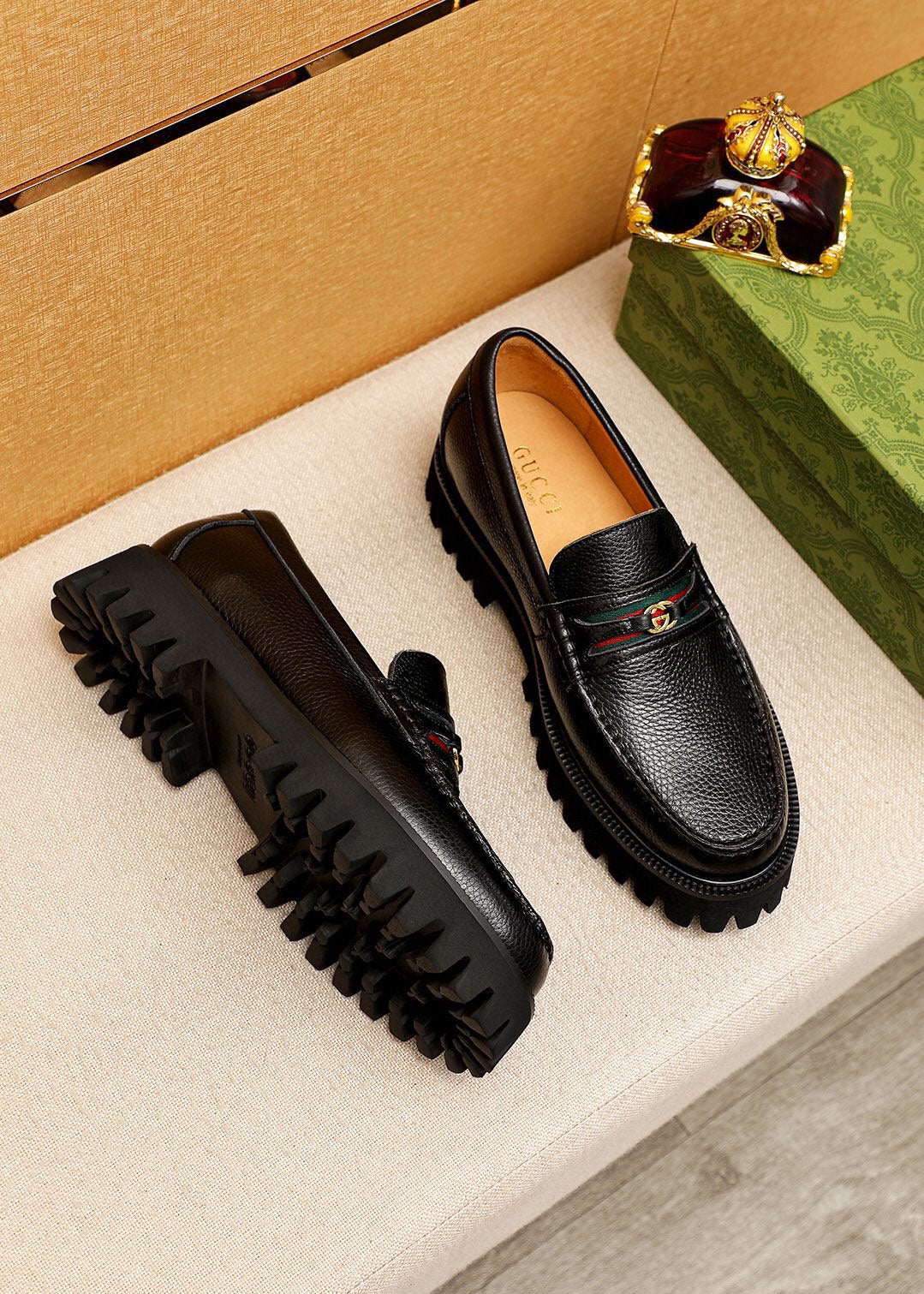 Luxury Rugged Black Designer Loafers