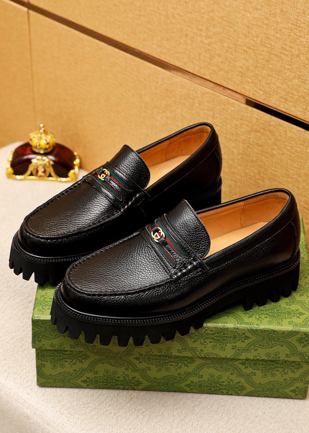 Luxury Rugged Black Designer Loafers