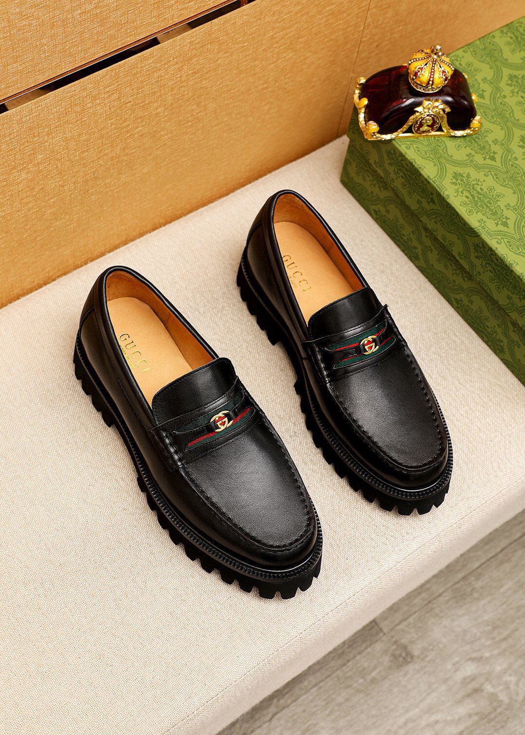 Luxury Rugged Black Designer Loafers
