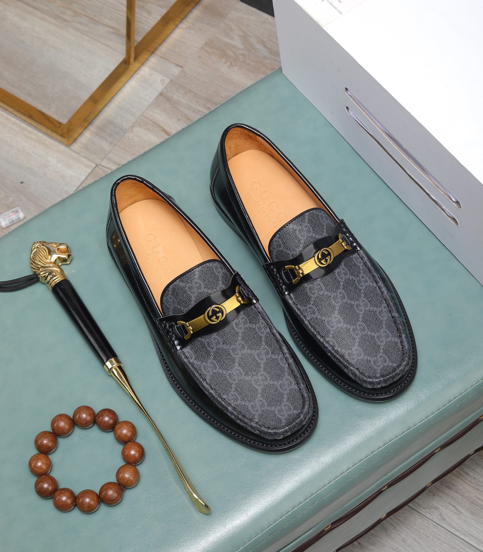 Luxury Grey Black Designer Loafers
