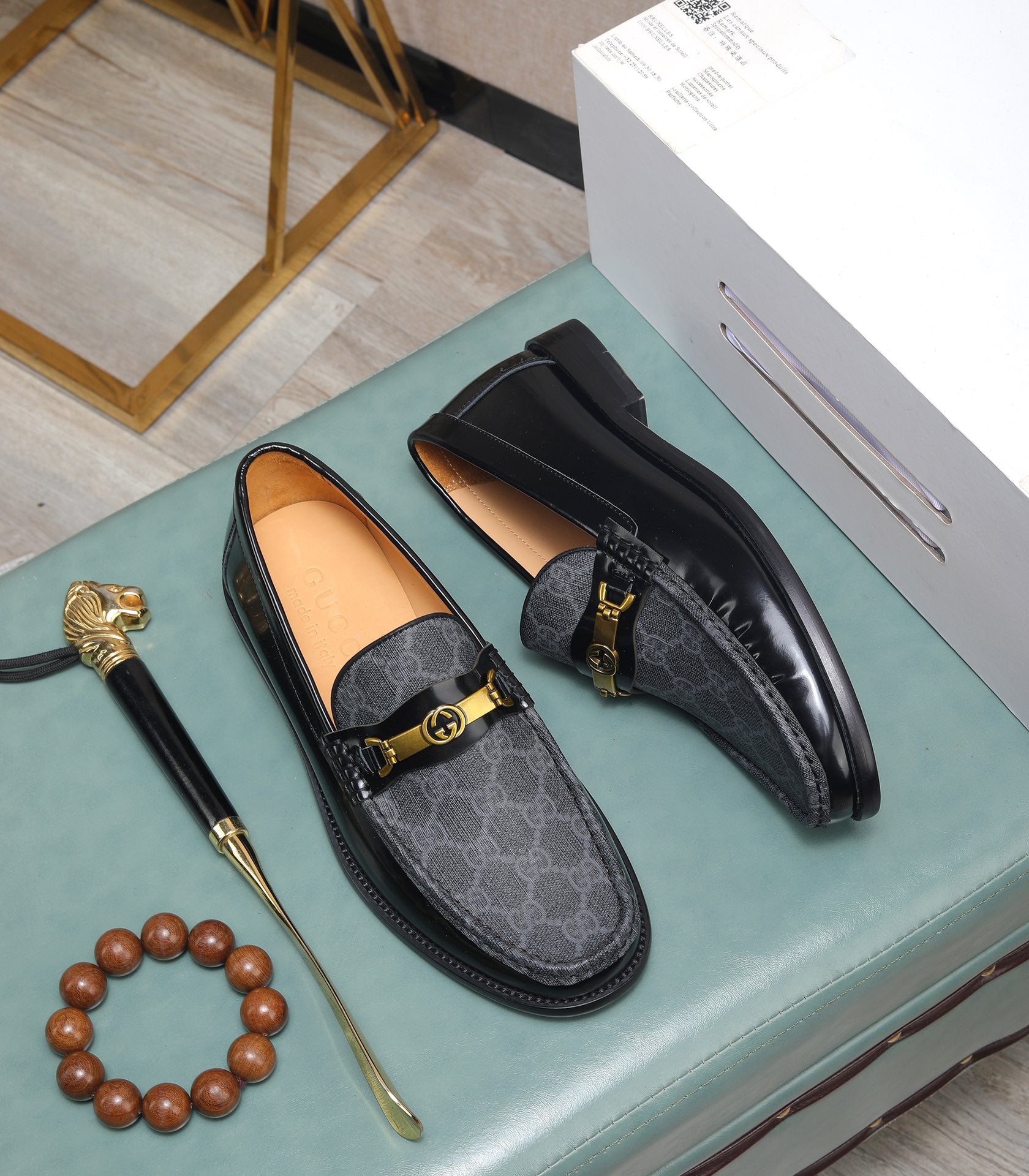 Luxury Grey Black Designer Loafers