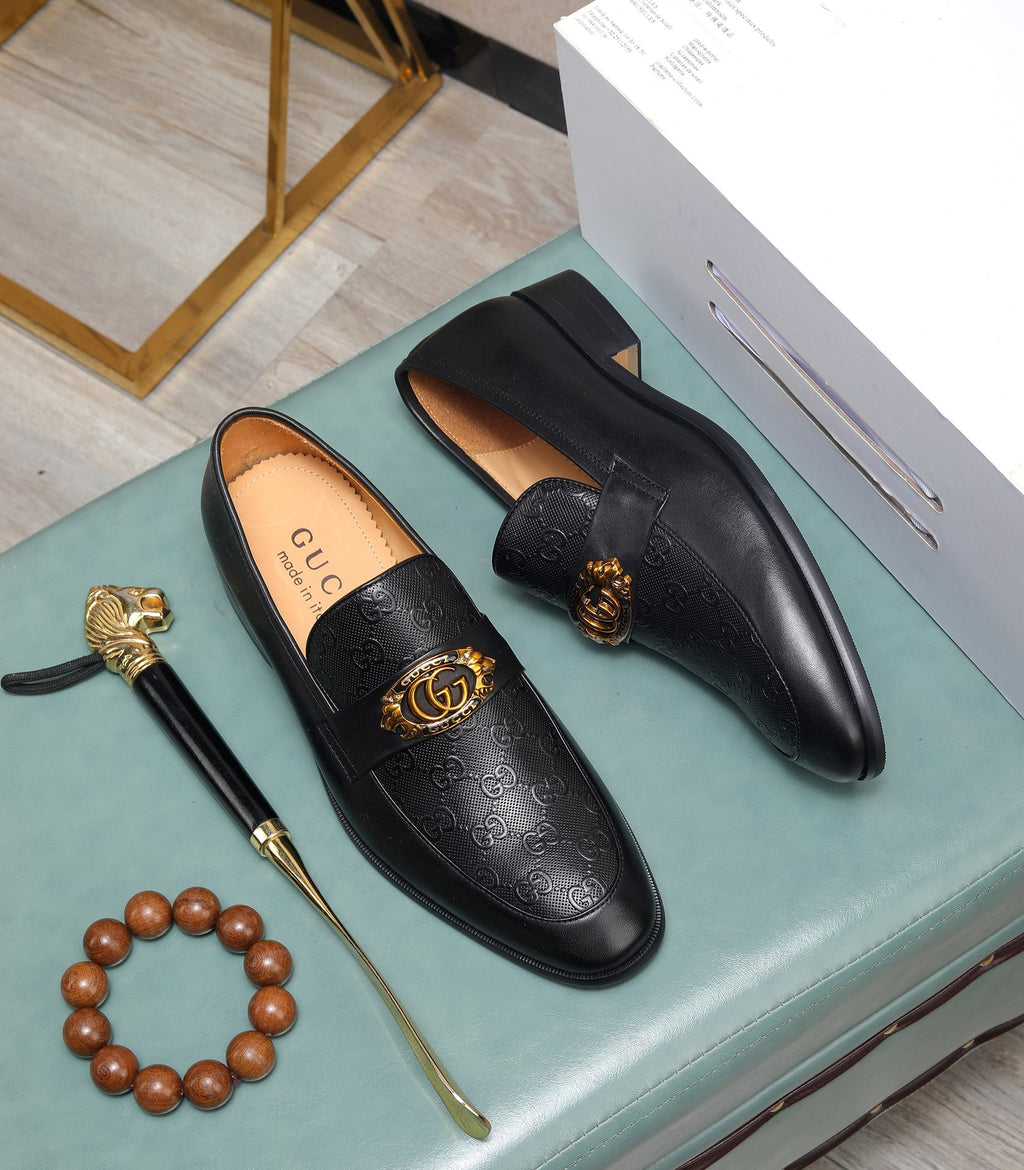 Luxury Black Gold Designer Loafers