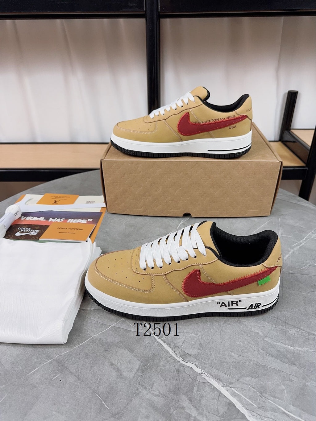 Luxury Beige Red Sneakers