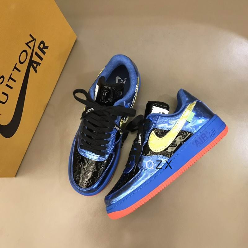 Luxury Blue & Black Air Force Style Sneakers
